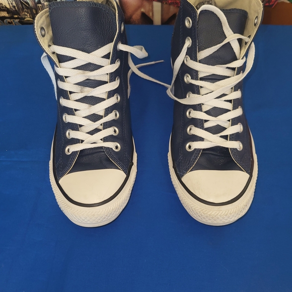 Converse Shoes | Navy Leather Converse High Top | Color: Blue Women 10 Men 8 - Picture 6 of 10